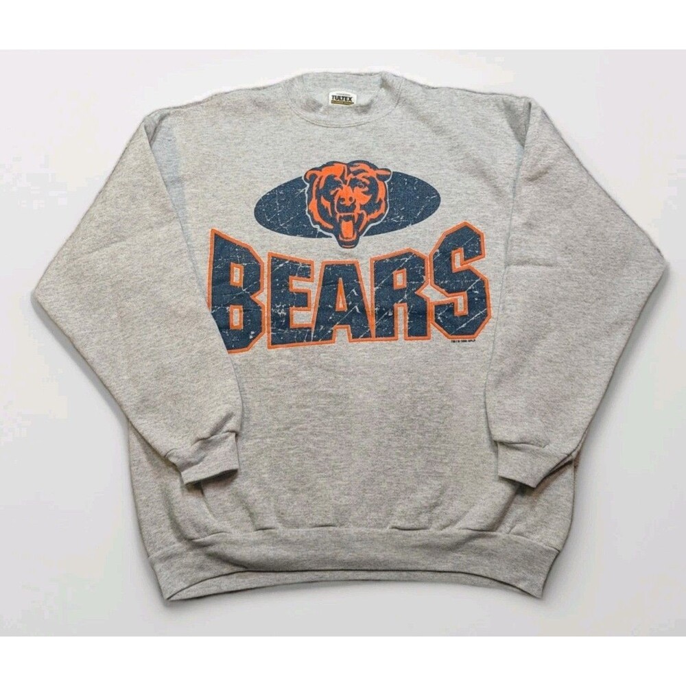 Vintage NFL Chicago Bears Crewneck Tultex Sweatshirt Gray Large Graphic 90s